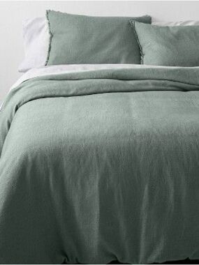 Full/Queen Casaluna Heavyweight Linen Blend Duvet Cover & Shams - Sage Green